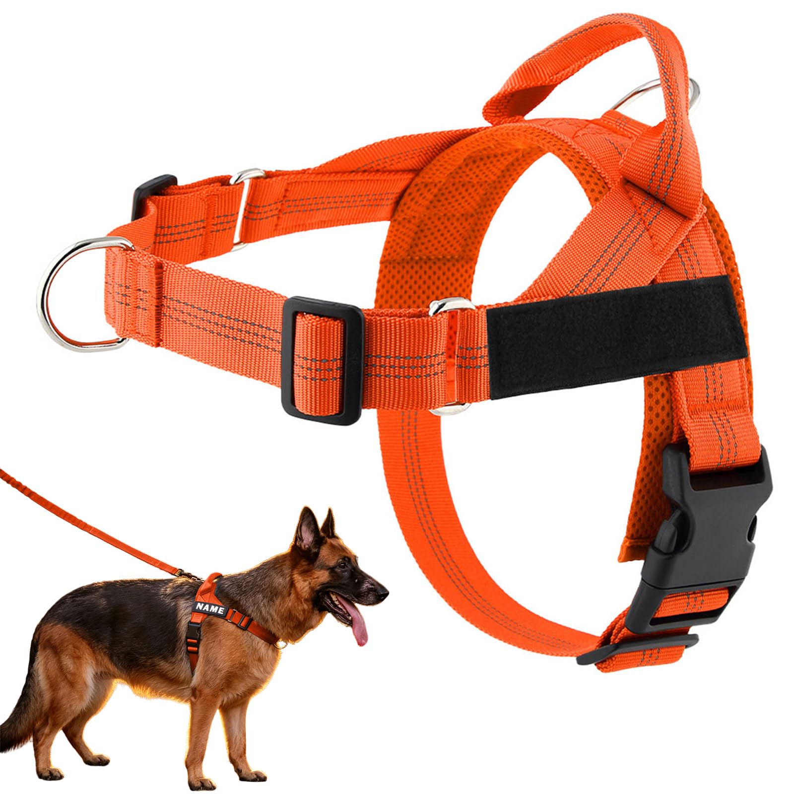 No Pull Dog Harness, Breathable Adjustable Pet Walking Vest Harness with Secure Buckle Design, for Medium Large Dogs Daily Outdoor Walking Training and Travel Activities (Orange, XS)