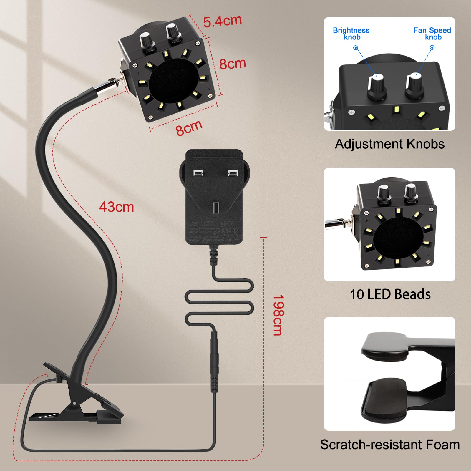 Treedix Solder Fume Extractor Fan, Solder Air Absorber Remover with Dimmable LED Light and Adjustable Fan Speed - Image 4
