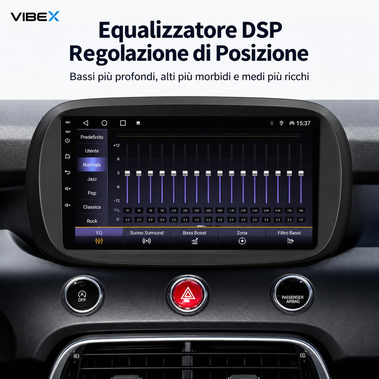 VIBEX Autoradio 9" | Android per FIAT 500X 2015-2023, Wireless CarPlay Android Auto | Navigazione GPS | Bluetooth WiFi | Schermo Touch HD Supporto Retrocamera CANBUS |