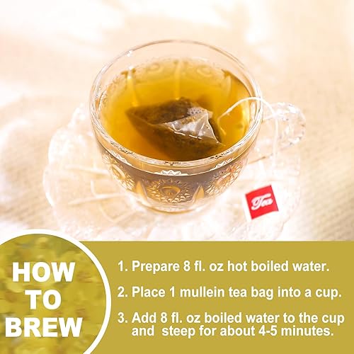 Miniatura 5 de Olvvla - Bolsas de té de gordolobo para pulmones - 0.11 oz x 30 unidades - Té de hoja de gordolobo 100% natural - Té de hierbas de limpieza pulmonar