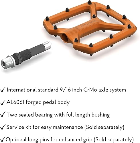 Miniatura 5 de Funn Python - Pedales planos de bicicleta - Pedales de bicicleta de plataforma ancha para bicicleta de montaña BMXMTB, eje CrMo de 916 pulgadas
