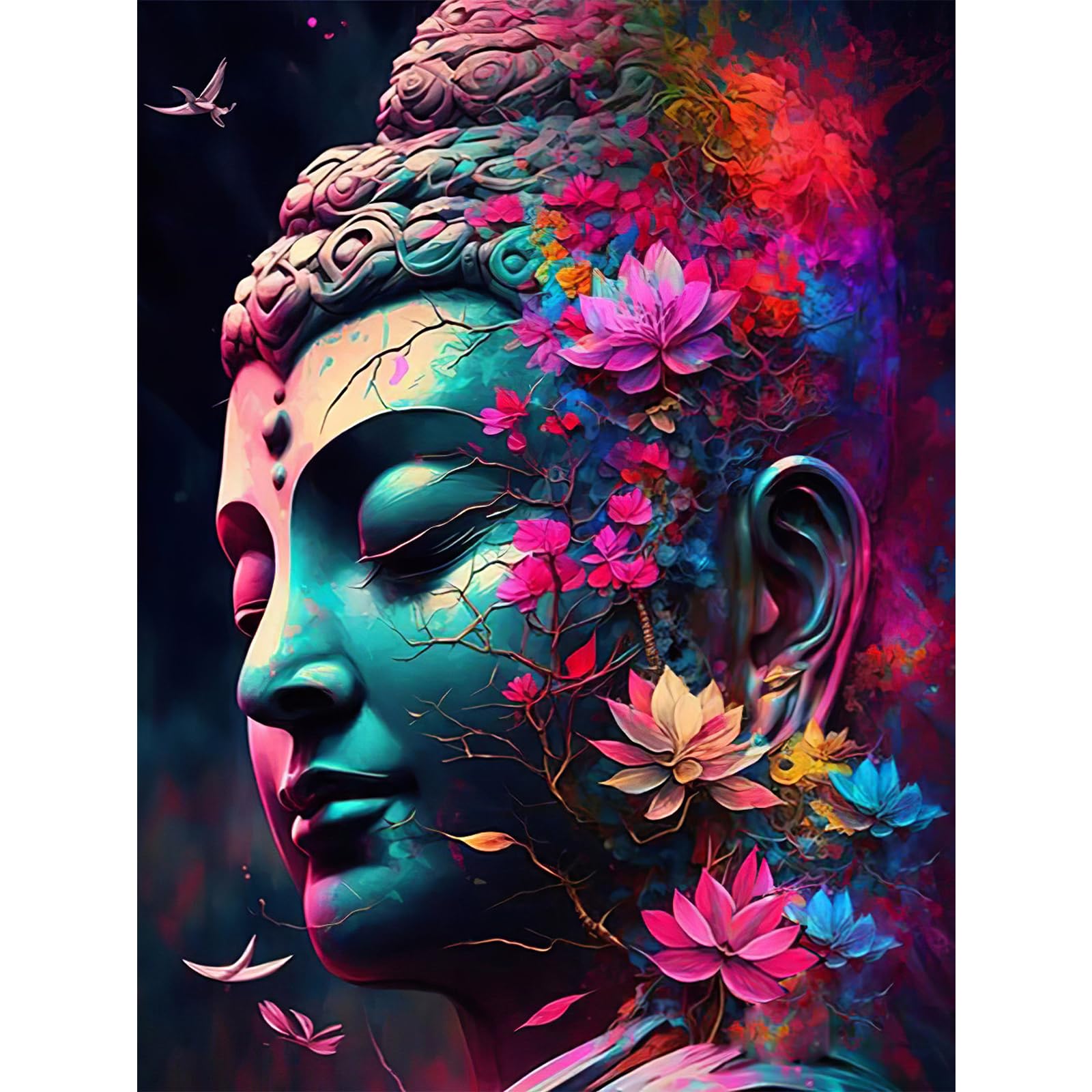 Lxmsja Buddha 5D Diamond Painting Kit for Adults - Full Drill Lotus Art Kit for Beginners - Crystal Gem Art for Home Wall Decor 30x40cm