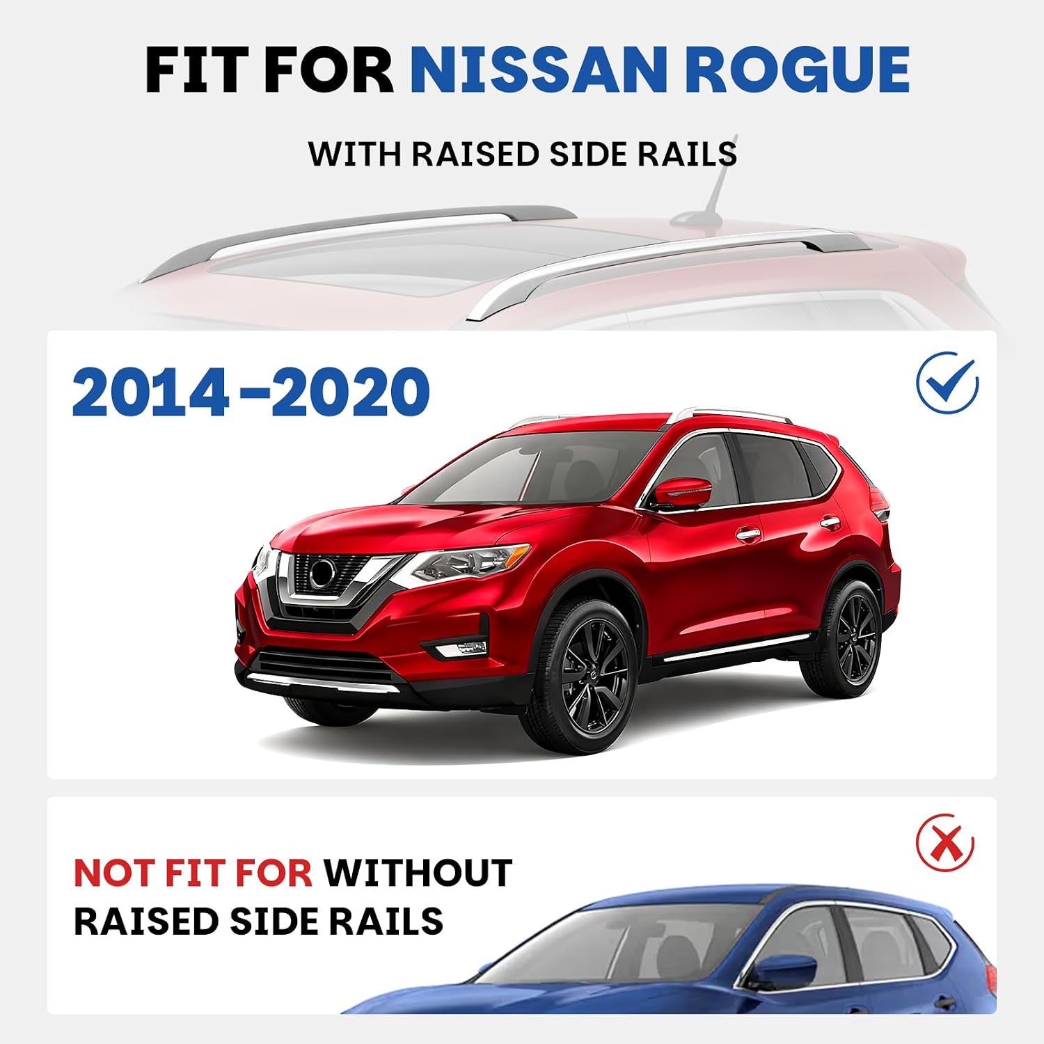 300LBS Heavy-Duty Roof Rack Cross Bars for 2014-2020 Nissan Rogue image 2