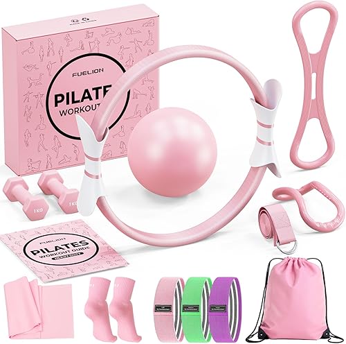 Miniatura 1 de Juego de anillos de pilates para mujer, equipo de pilates de entrenamiento en casa con bandas de resistencia, círculo mágico de 14 pulgadas, mini