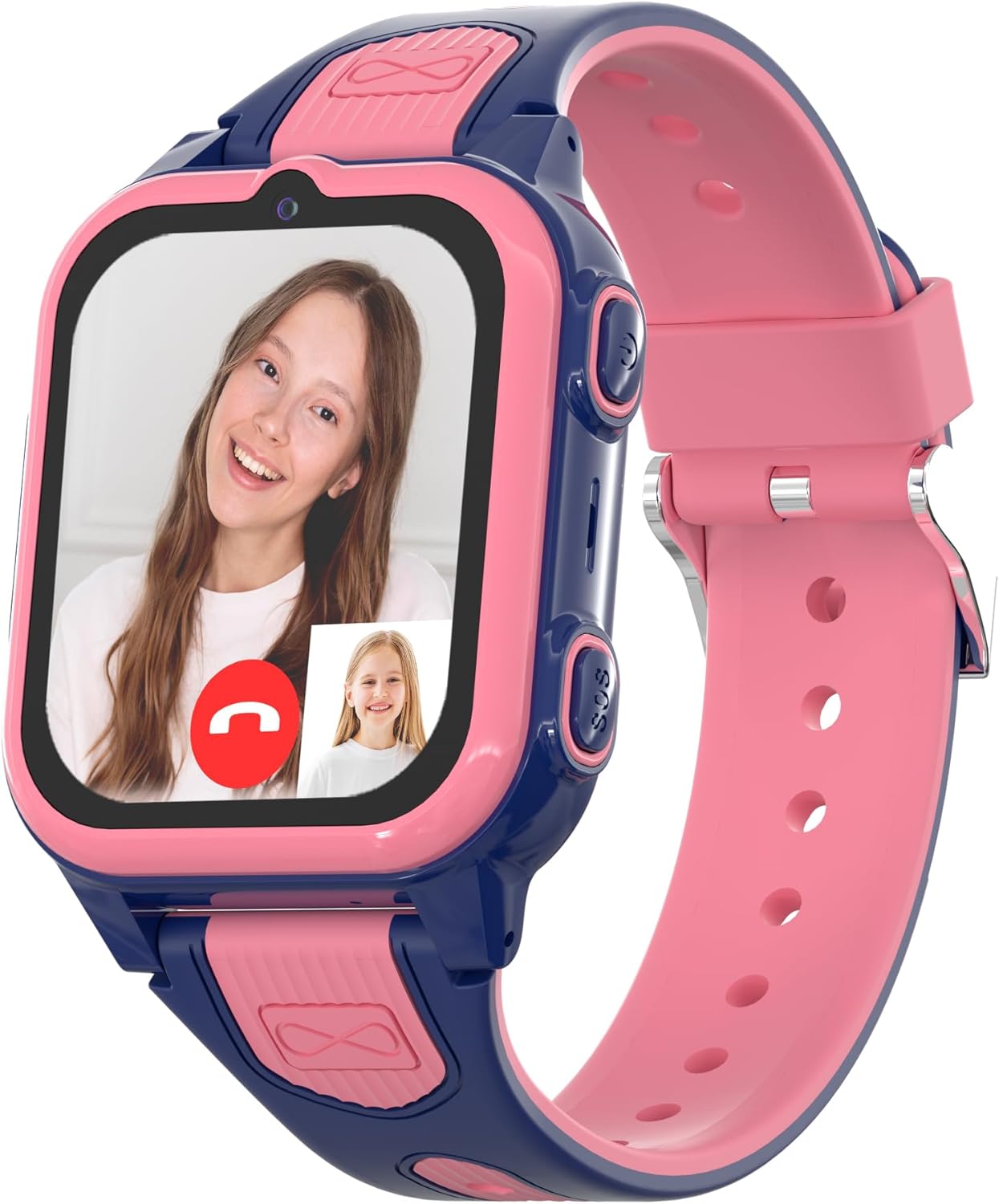 4G Kids Smart Watches Girls with GPS Tracker, Kids Cell Phone Watch with Video & Voice Calling Texting SOS Call Chat Camera Pedometer Alarm Calculator Games, Smart Watch for Girls Age 6-15(Pink)