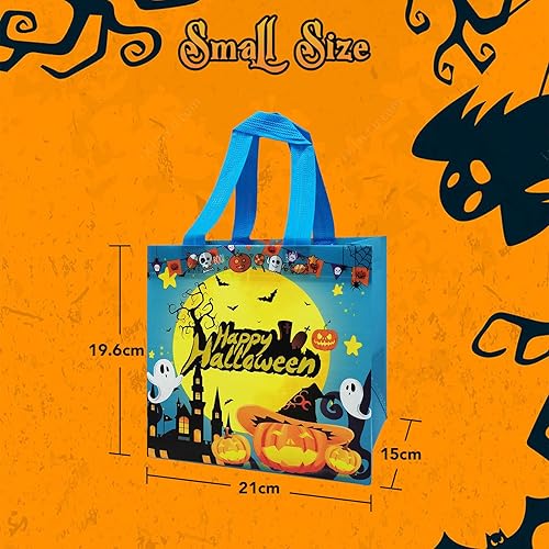 Miniatura 4 de Maetrin Bolsas de Halloween para bolsas de truco o trato, 12 bolsas pequeñas de regalo de fiesta de Halloween con asas para niños y adultos, bolsas