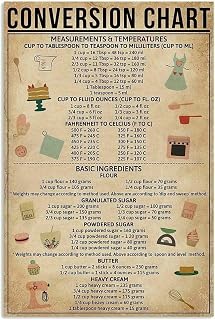 Retro Wall Art Decorative Vintage Metal Aluminum Sign Conversion Chart Baking Garage Street Cafe Bar Club Best for Family And Friends Mothers Day Metal Signs Spring Wall Decor 8x12 Inch