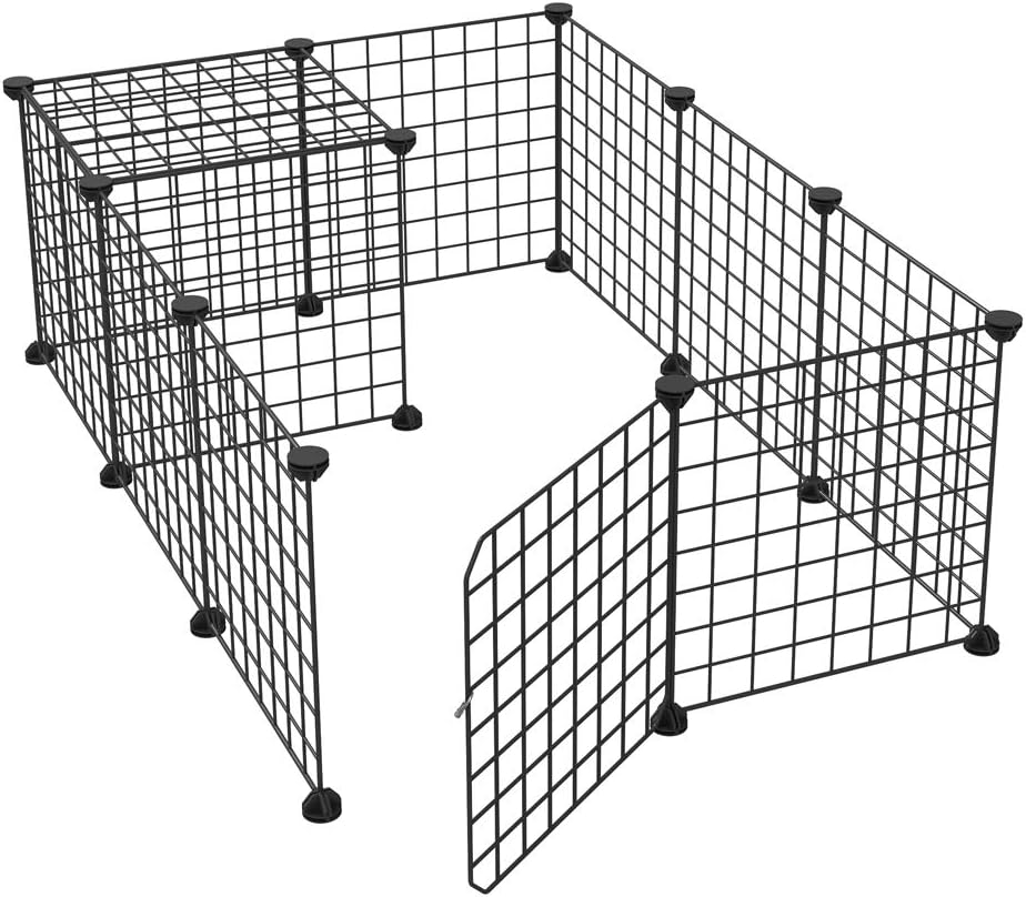 JYYG Small Pet Pen Bunny Cage Dogs Playpen Indoor Out Door Animal Fence Puppy Guinea Pigs, Dwarf Rabbits with Door PET-F (13 Panels, Black)