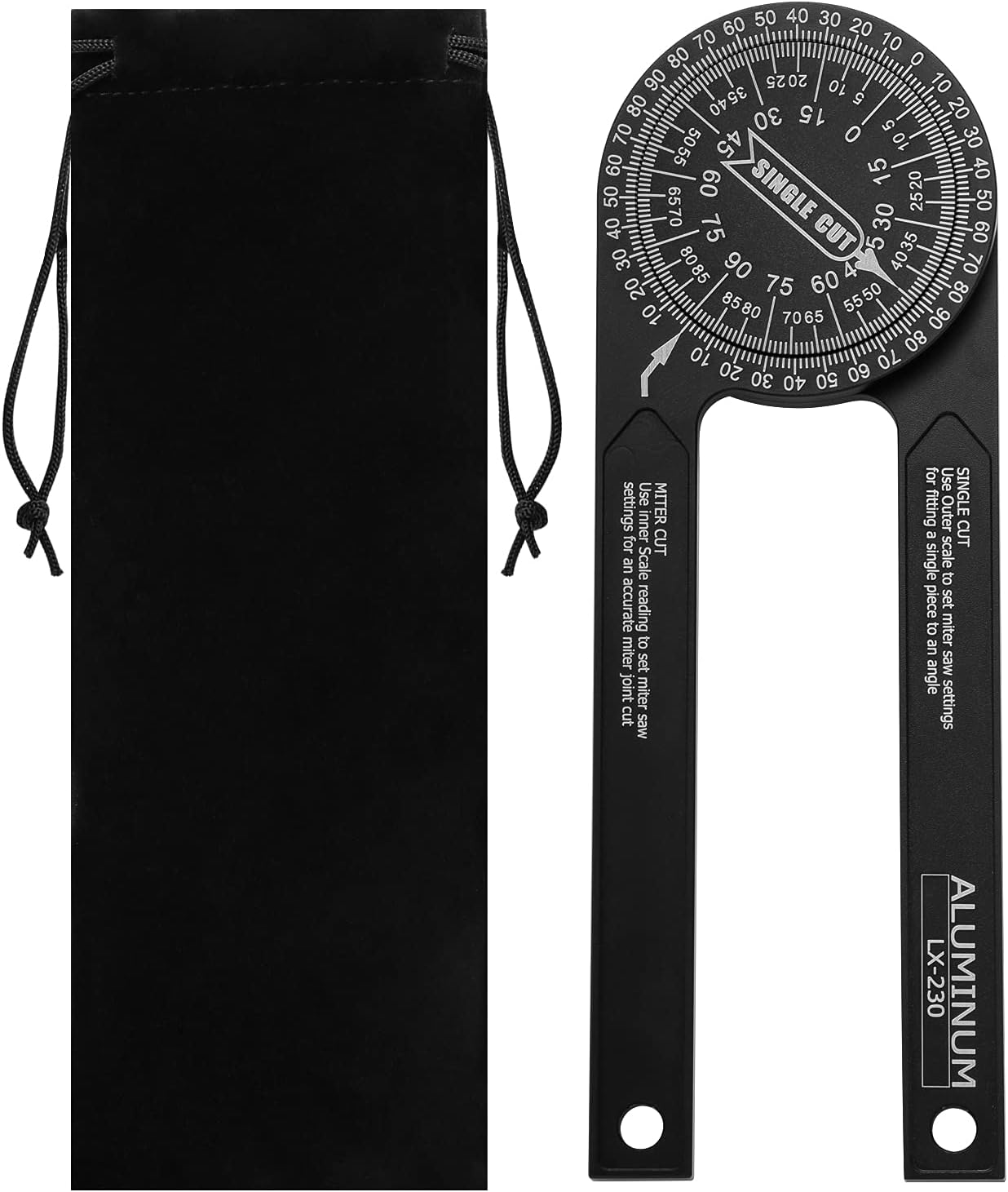 Aluminum Miter Saw Protractor, Thinkor 7" Angle Finder Featuring Precision Laser Engraved Scales for Carpenters, Plumbers and All Building Trades - - 