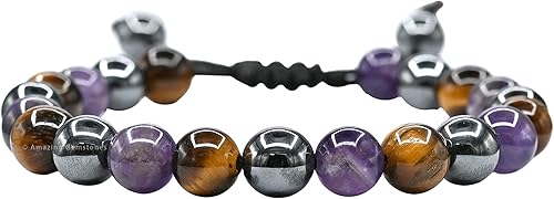 Miniatura 205 de Natural Healing Crystal Bracelet for Women - Mens Bracelet Energy Balancing Gemstones Set - Adjustable Stone Bead Bracelet for Men and Women - Anger
