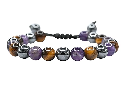 Quit Smoking Cessation Quit Vaping Bracelet - Hematite Tiger Eye Amethyst Bracelet Set for Men Women Healing Calming Anxiety Stress Relief Gifts
