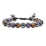 Amazing Gemstone Quit Smoking Cessation Quit Vaping Aid Bracelet - Hematite Tiger Eye Amethyst Bracelet Set for Men Women Healing Calming Anxiety Stress Relief Gifts Pulseras Para Hombres Mujer