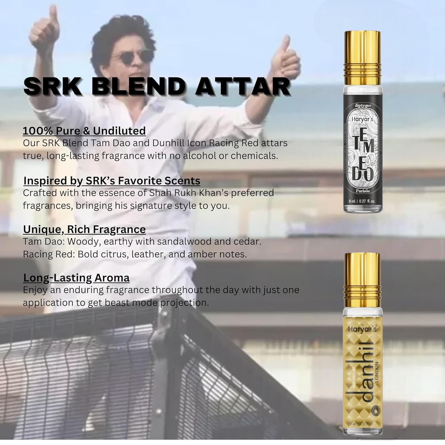 Haryar's Srk Mix Diptique Tam Dao & Dun Icon Red Attar | 100% Pure & Authentic | Sandalwood, Fresh & Aromatic | Men's Attar for Daily use | SRK perfume | used by srk | Ittar for men | Gift for him - Image 5 thumbnail