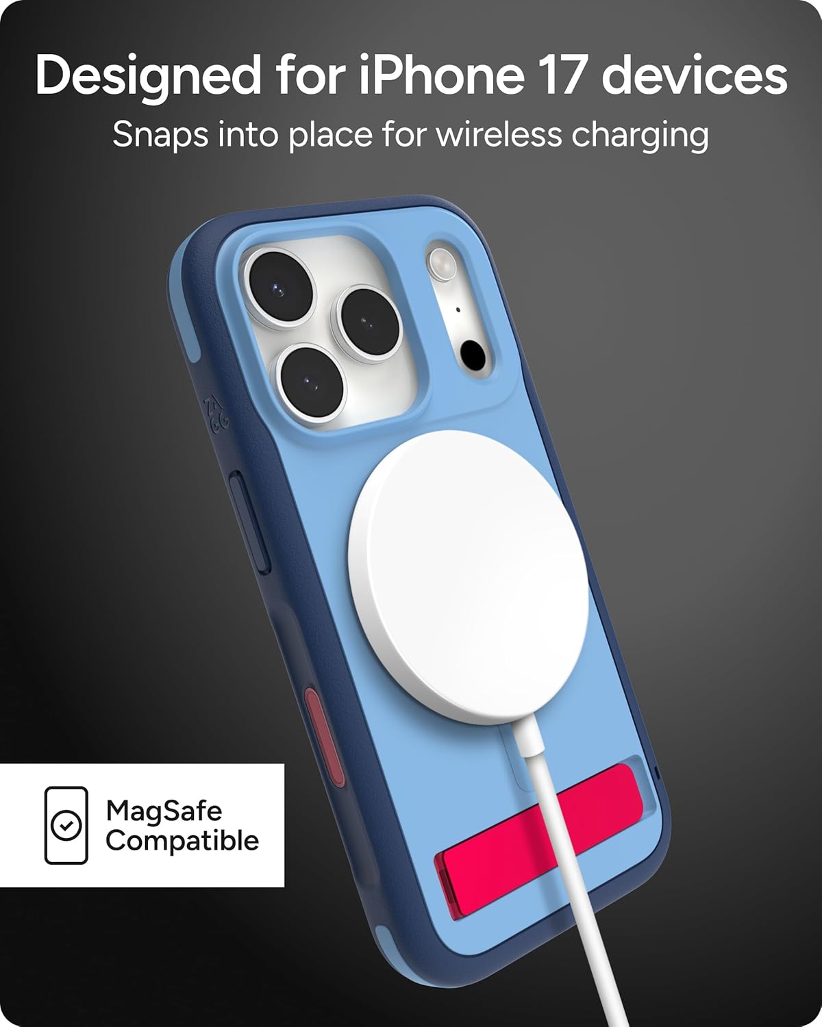 ZAGG Sedona Snap Case with Kickstand for iPhone 17 Pro - Blue Royal Ember, Drop Protection (13ft/4m), Multi-Layer Protection, with Camera Button, MagSafe Phone Case with Impact-Absorbing Bumpers - Image 5