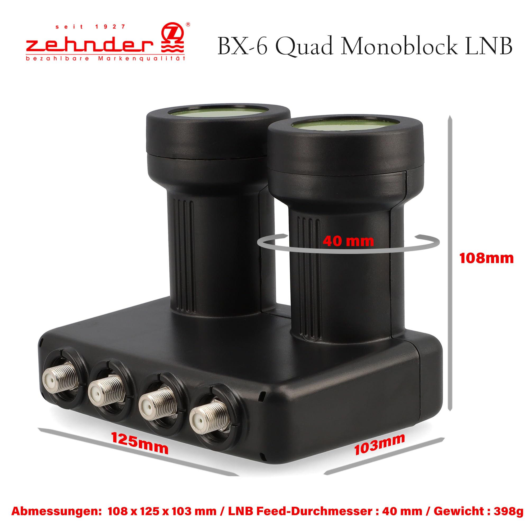 [ Bardzo dobry test, ocena 1.1 *] dziesiątki monoblokowy Quad LNB Astra Hotbird dla 4 uczestników i 2 satelitów, 4-krotny HD 4K LNC do bezpośredniego podłączenia (telewizor, odbiornik satelitarny) LMB