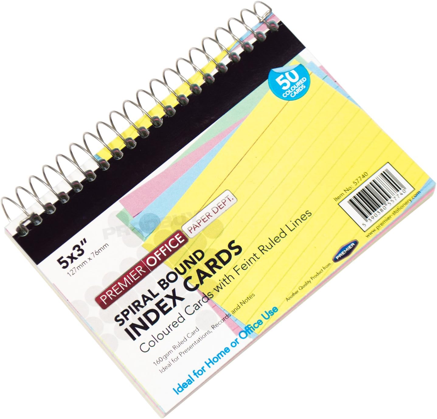 [Pack of 10] Spiral Index Cards 5 x 3 Lined Assorted Colour Revision