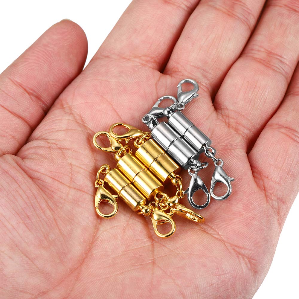 Wisiorek 5 sztuk/partia metalowe miedziane zapięcia magnetyczne z karabińczykiem do skórzanych bransoletek naszyjnik złącza (złoto 6mm)