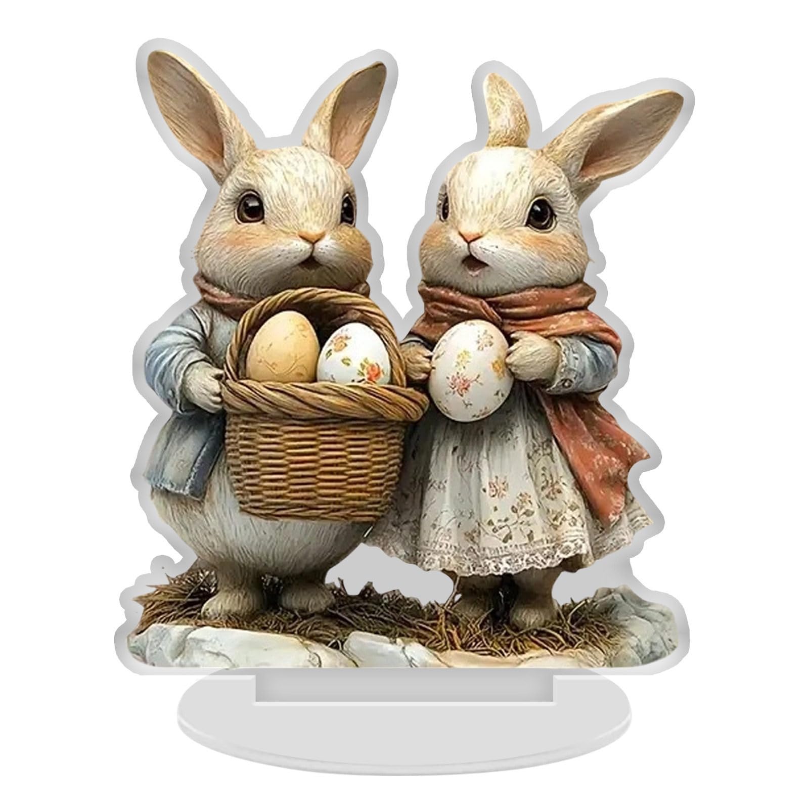 Psdndeww Bunnies Figurines Easters Decoration Table Centerpieces Acrylic Easters Eggs Rabbits Statue Rabbits Sculpture Home Decors Acrylic Figurines