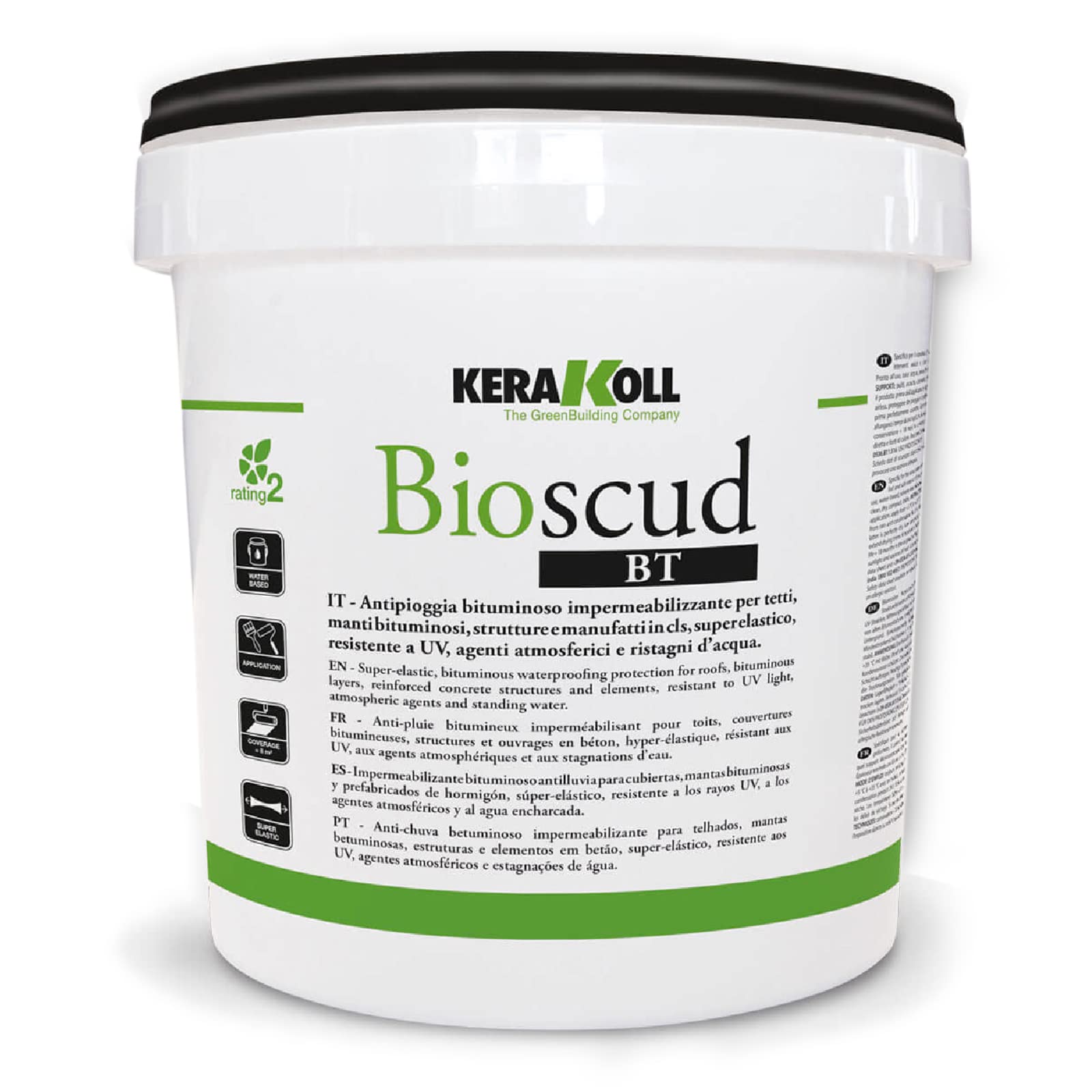 Kerakoll Bioscud BT Guaina Liquida Antipioggia Bituminosa per Impermeabilizzare i Tetti Confezione da 4 Litri