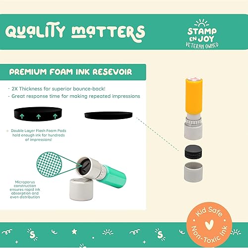 Miniatura 6 de Juego de 5 sellos de tinta autoadhesiva, sellos multicolor para profesores para aula, sellos para profesores, precintados, recargables (sellos de