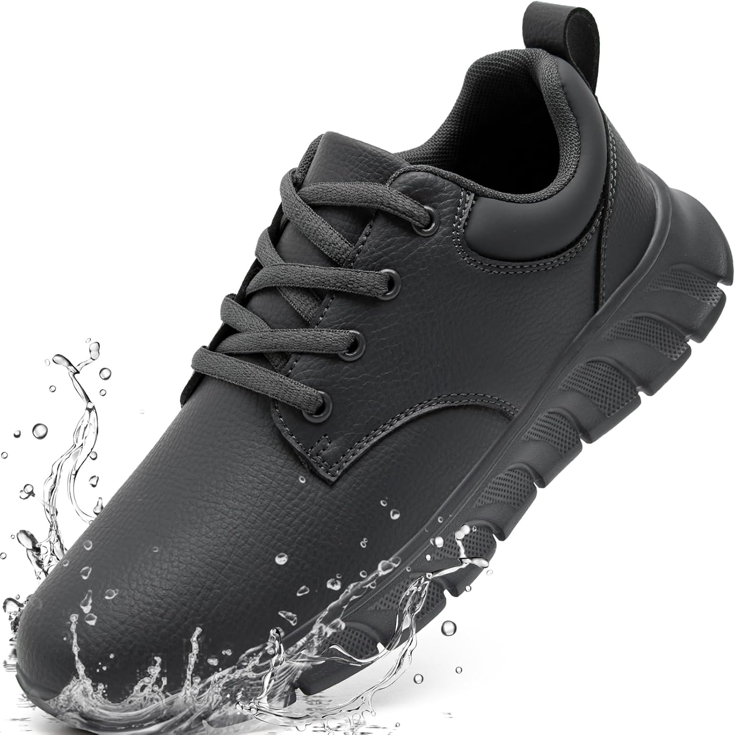 Non Slip Work Shoes for Mens Waterproof Leather Kitchen Chef Shoes Restaurant Food Service Nursing Shoes Lightweight Fashion Casual Walking