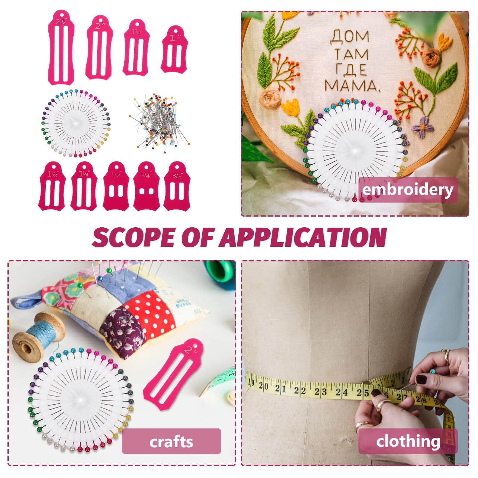 Hemobllo 5sätze Nähpins Mit Faltbarem Maßband Und Bunten Positionierungsperlen Teiliges Set Für Quilting Und Kreative Nähprojekte Langlebig Und Praktisch