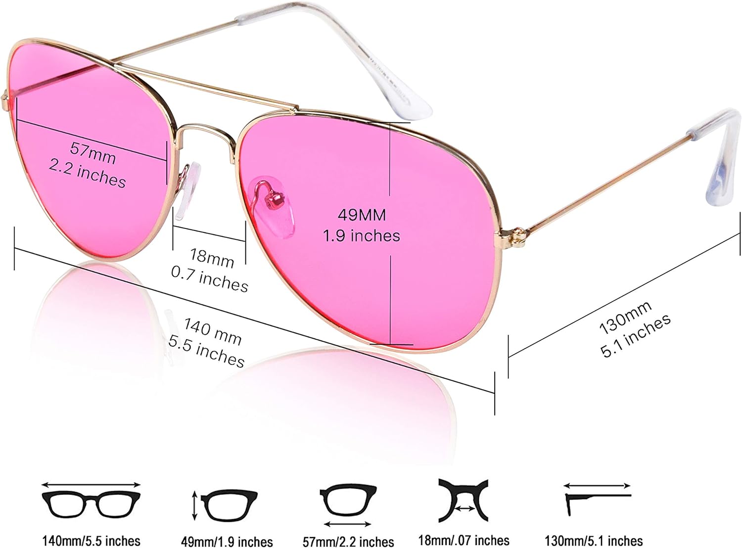 SunnyPro Aviator Sunglasses Colored Tinted Lens Glasses Metal UV400 Protection - Image 4