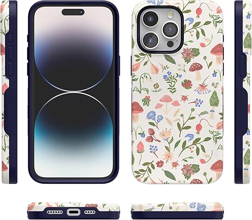 Vista 1000 de Casely Funda para iPhone 15 Pro Jardín Secreto Flores mixtas Funda atrevida Compatible con MagSafe y botón de acción Jardín Secreto Floral