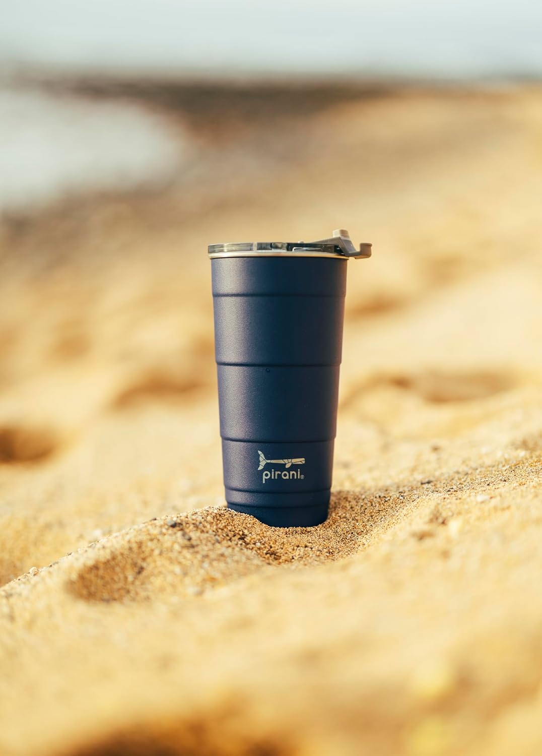 Pirani 26oz Insulated Stackable Tumbler - Skinny-Wall Triple Vacuum Insulation Cup with Version 2.0 Air-Tight, Screw-On Lid Lid - Space Saving Design - The Deep (Navy)