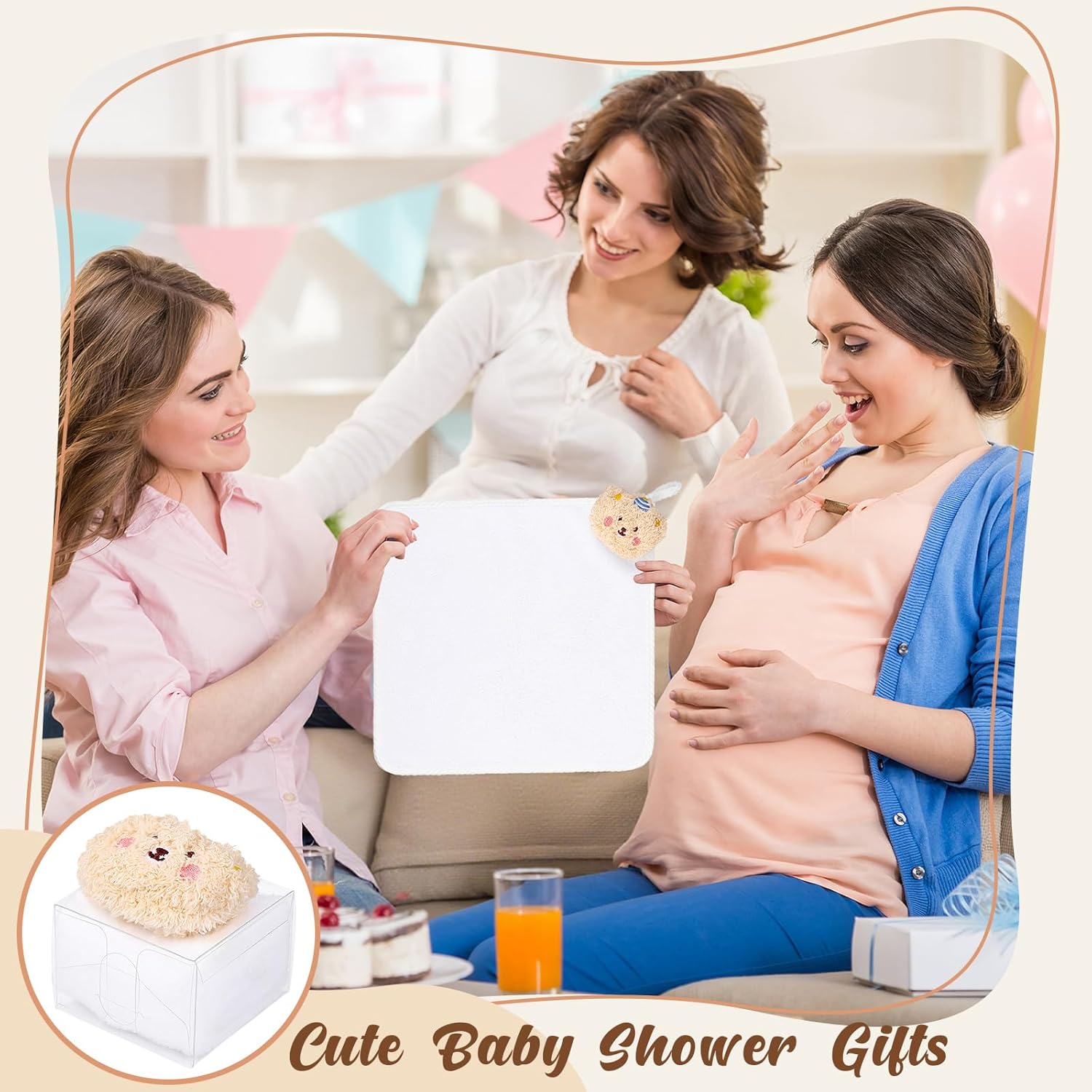 24 Pcs Baby Shower Favors, Soft Coral Fleece Hand Towels Gift with Box, Cute Bear Towels Baby Shower Supplies for Bridal Party Wedding Spring Holiday Baptism Birthday Souvenir Supplies