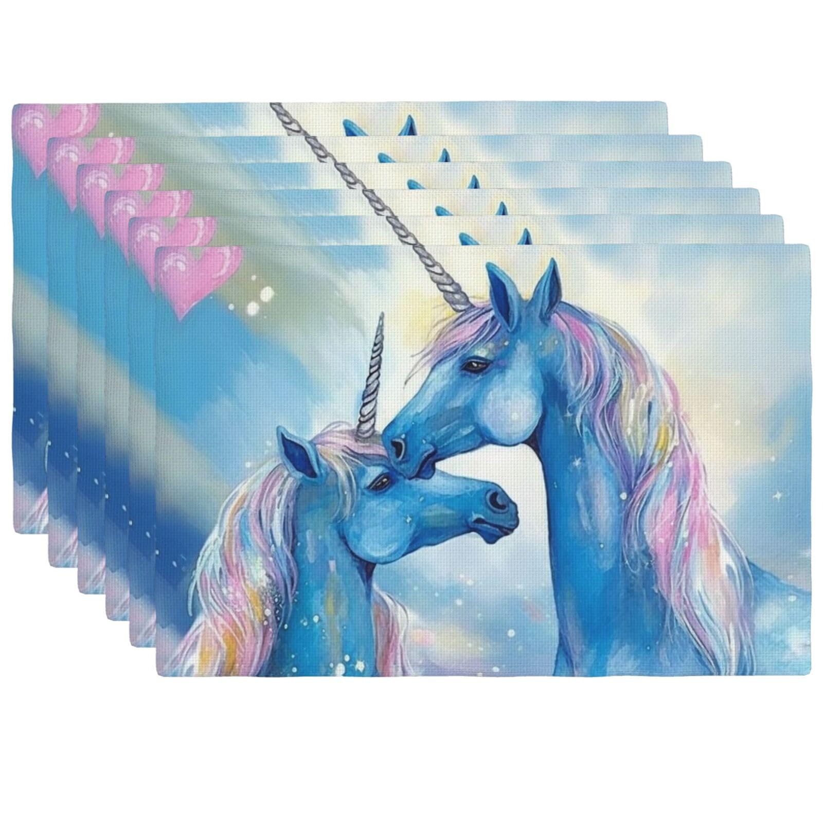 Set de table lin anti-tache bleu Love lavable pour preserver vos meubles