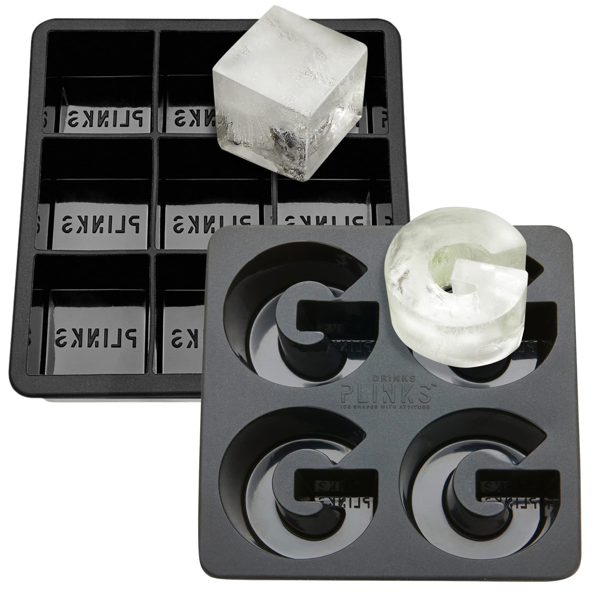 DRINKSPLINKSLetter G Ice Tray + Mega Cube Silicone Ice Mold for Freezer with Large Letter G Shapes - Big Alphabet Monogram Ice Molds - Reusable Trays for ice in Glasses, Baking & Crafting Molds