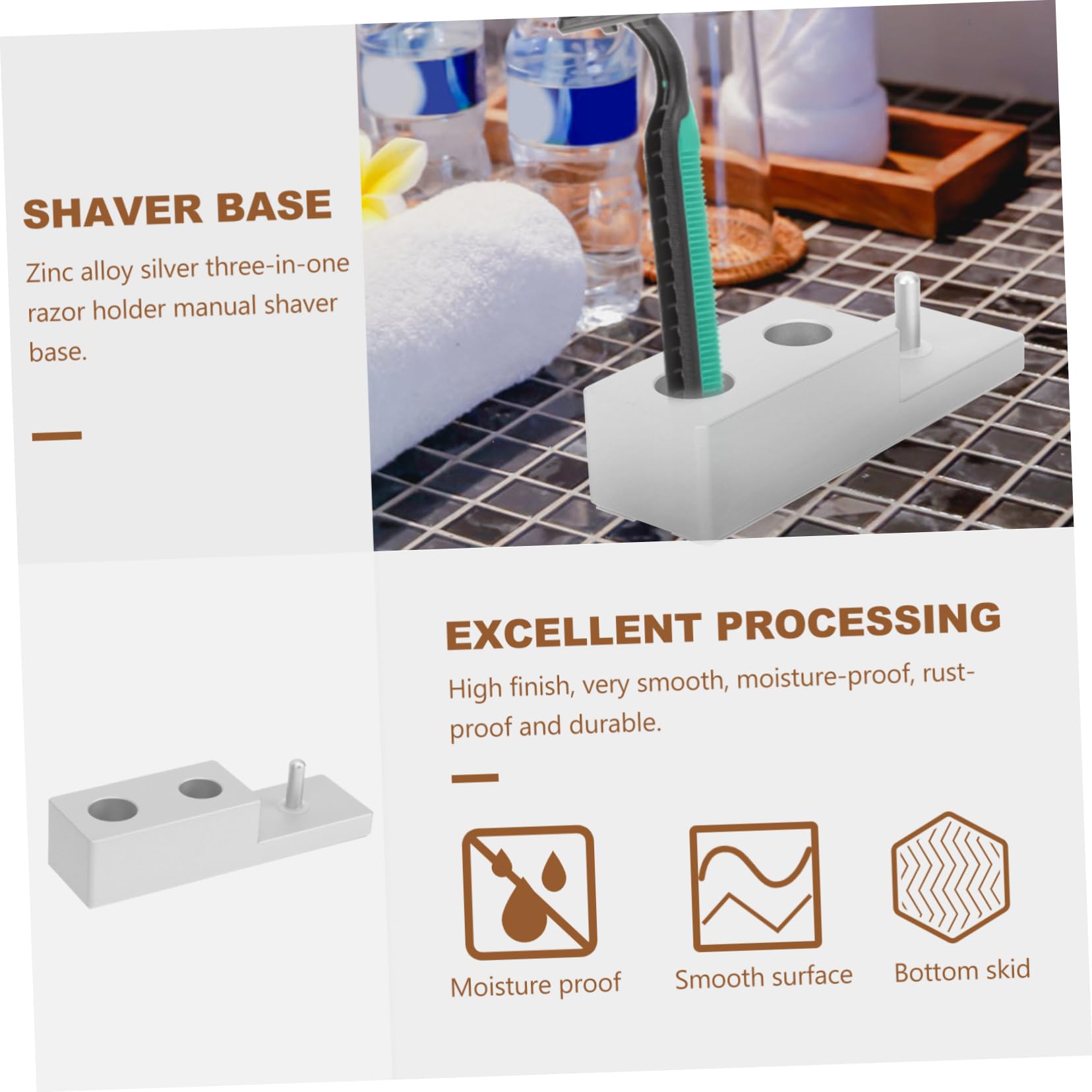 NOLITOY 3 Pcs Beard Shaving Tool Stand Manual Razor Holder Zinc Alloy Storage Stand