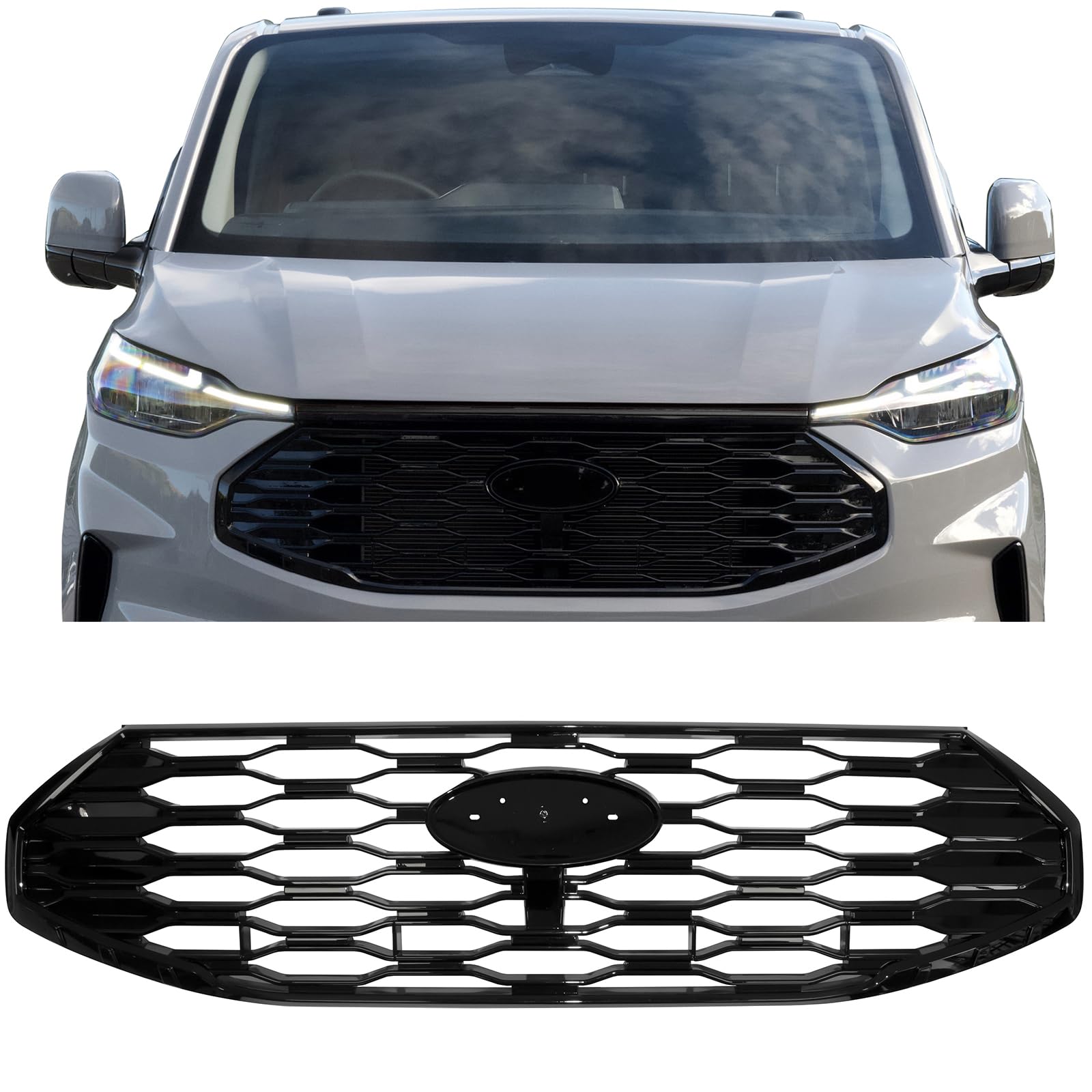 Sport Kühlergrill Schwarz Glanz passt für Ford Tourneo Transit Custom ab 2023