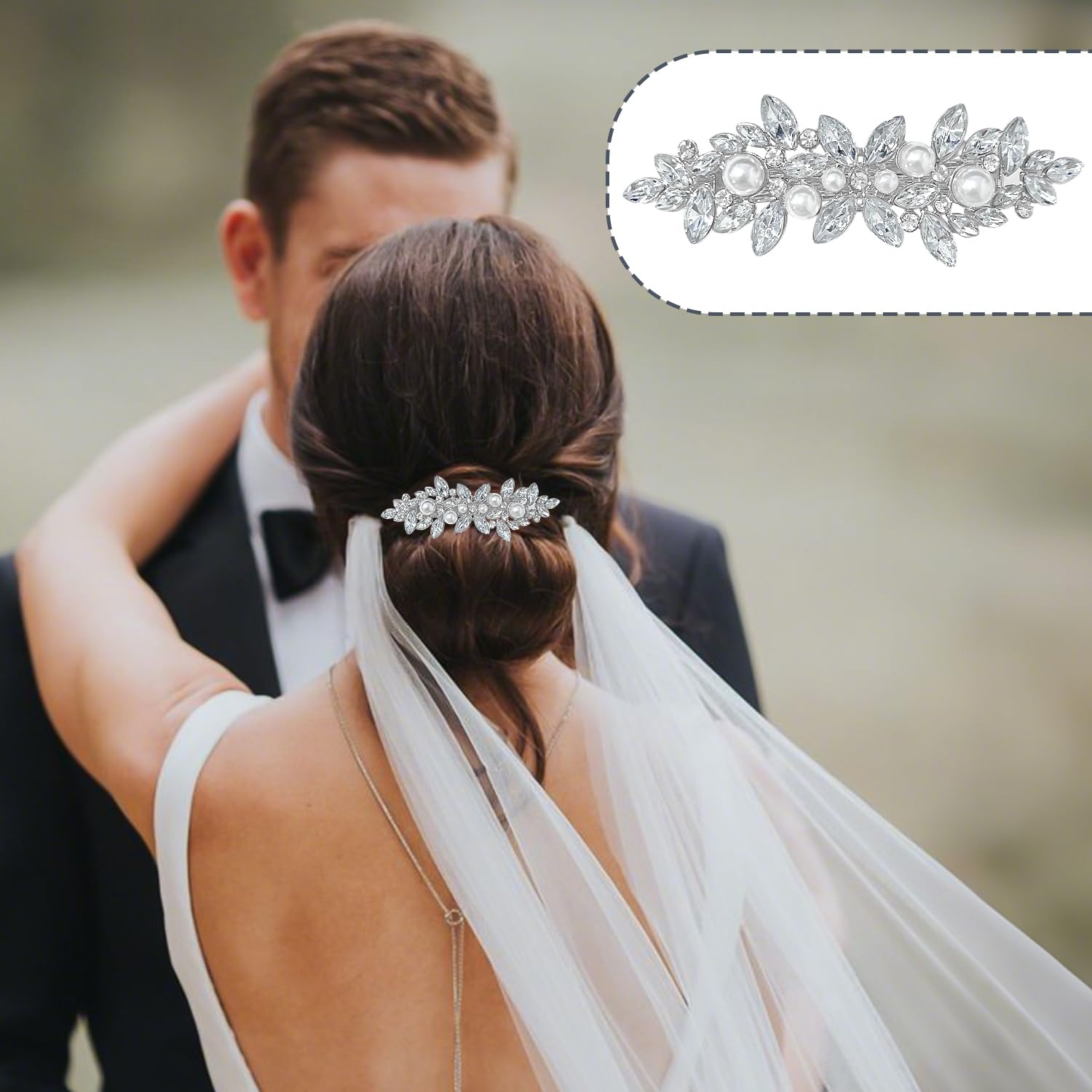 2Pcs Pearl Silver Hair Clips, Elegant Barrettes for Women and Girls Ideal Hair Accessories for Weddings Parties, Prom, or Daily Wear - Image 3
