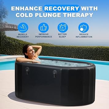 Oval Ice Bath Tub, Portable Cold Plunge Tub with Inflatable Pump and Insulated Lid, Heavy-Duty Ice Bath Tub for Athletes, Home Gym, Outdoor Recovery Use(132 * 70 * 62cm)
