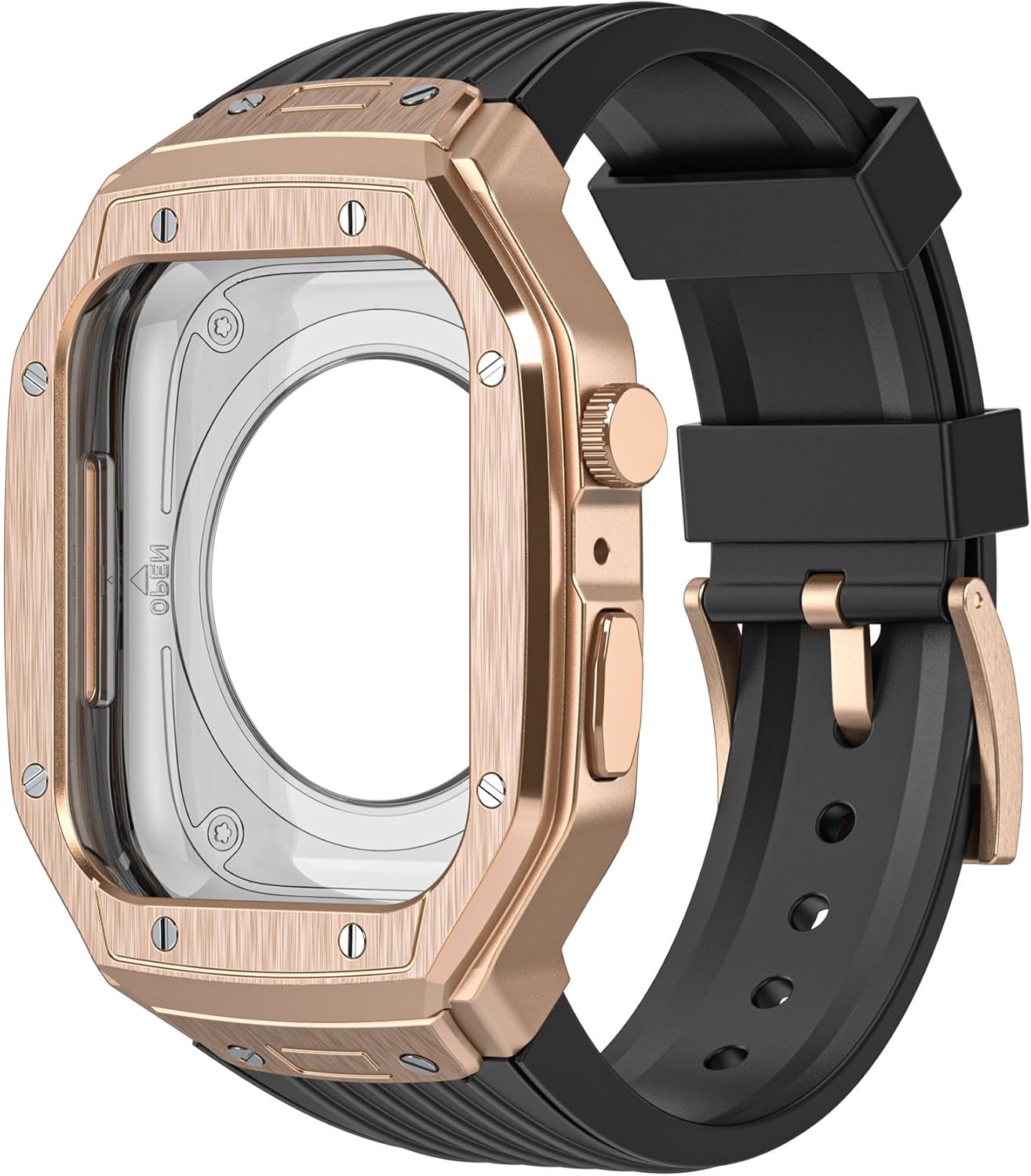 VeveXiao Rugged Case with Band Compatible with Apple Watch bands 45mm 44mm Metal Protective Cover Case with Silicone Strap Shockproof Bumper for iWatch Series 9 8 7 6 5 4 SE Mens Womens Strap