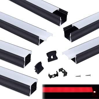 Muzata 10-Pack Extension Connectors + 6-Pack U108 LED Channels – 1M Spotless Aluminum Channels For LED Strips
