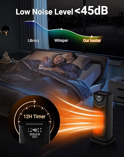 Miniatura 7 de Calentador de espacio con termostato, calentador eléctrico de cerámica Primevolve de 1500 W con control remoto, 3 modos de oscilación de