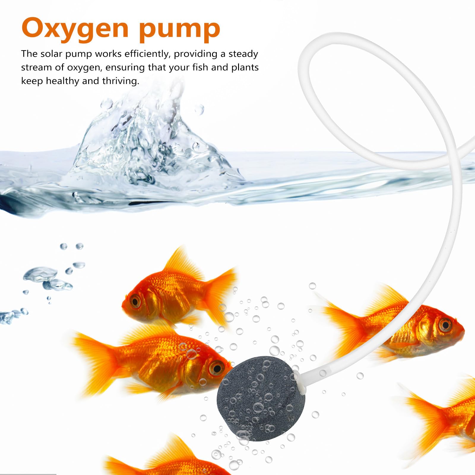 HOMSFOU Solar Aquariumpumpe mit 3 Arbeitsmodi Silikon und Abs Material Regelbare Luftpumpe für Fische und Pflanzen im Teich oder Outdoor Bereich Maximale Luftförderung 1,4 L/min
