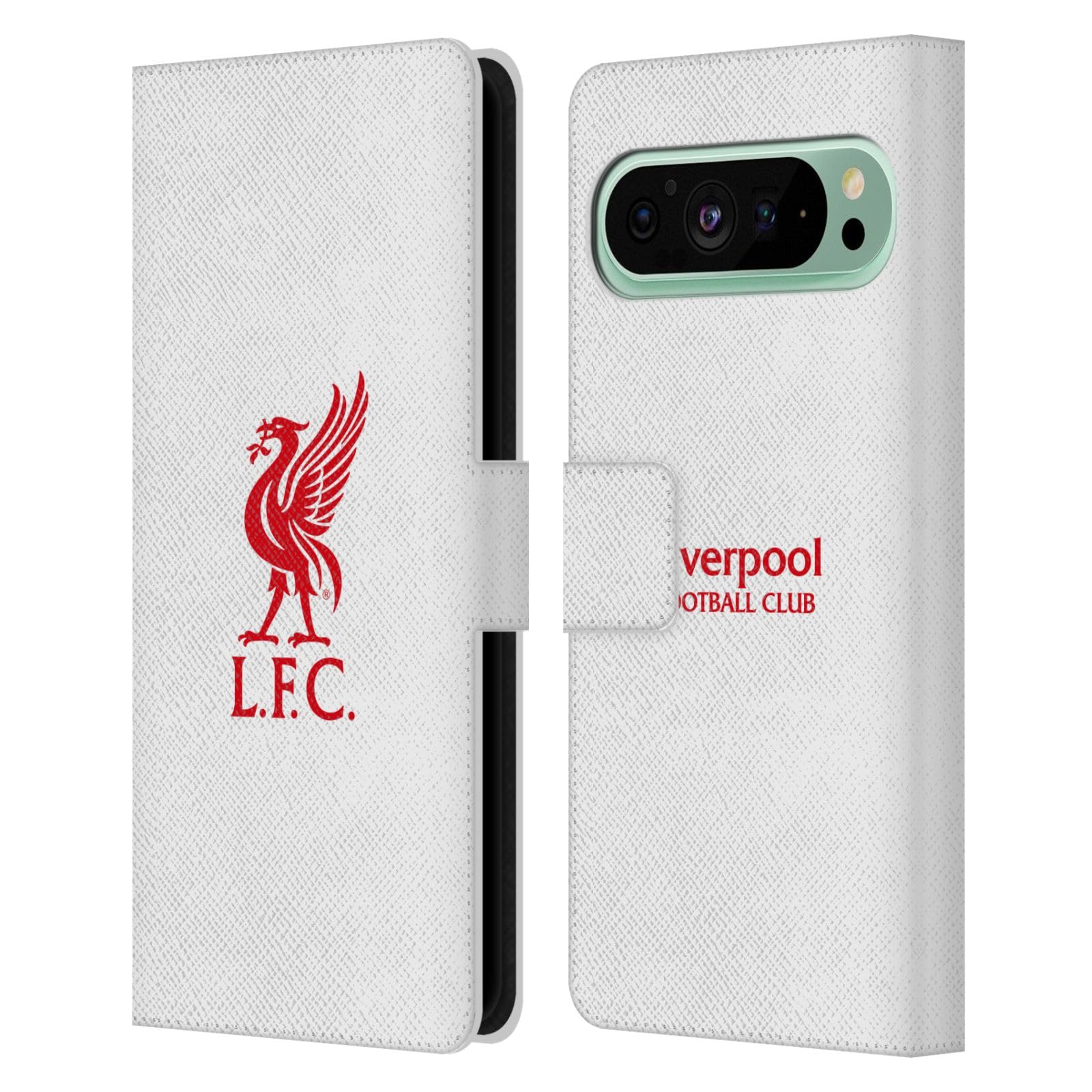 Head Case Designs Officially Licensed Liverpool Football Club Red Logo On White Liver Bird Leather Wallet Case Compatible With Google Pixel 9 Pro XL