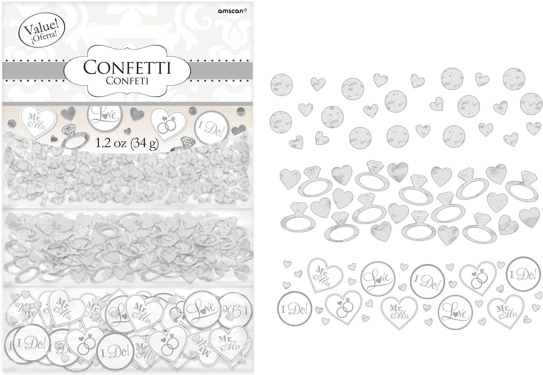 AmscanSparkling White I Do & Ring Value Confetti - 1.2 oz. (1 Pc.) - Perfect for Wedding or Engagement Decor & Table Scatter