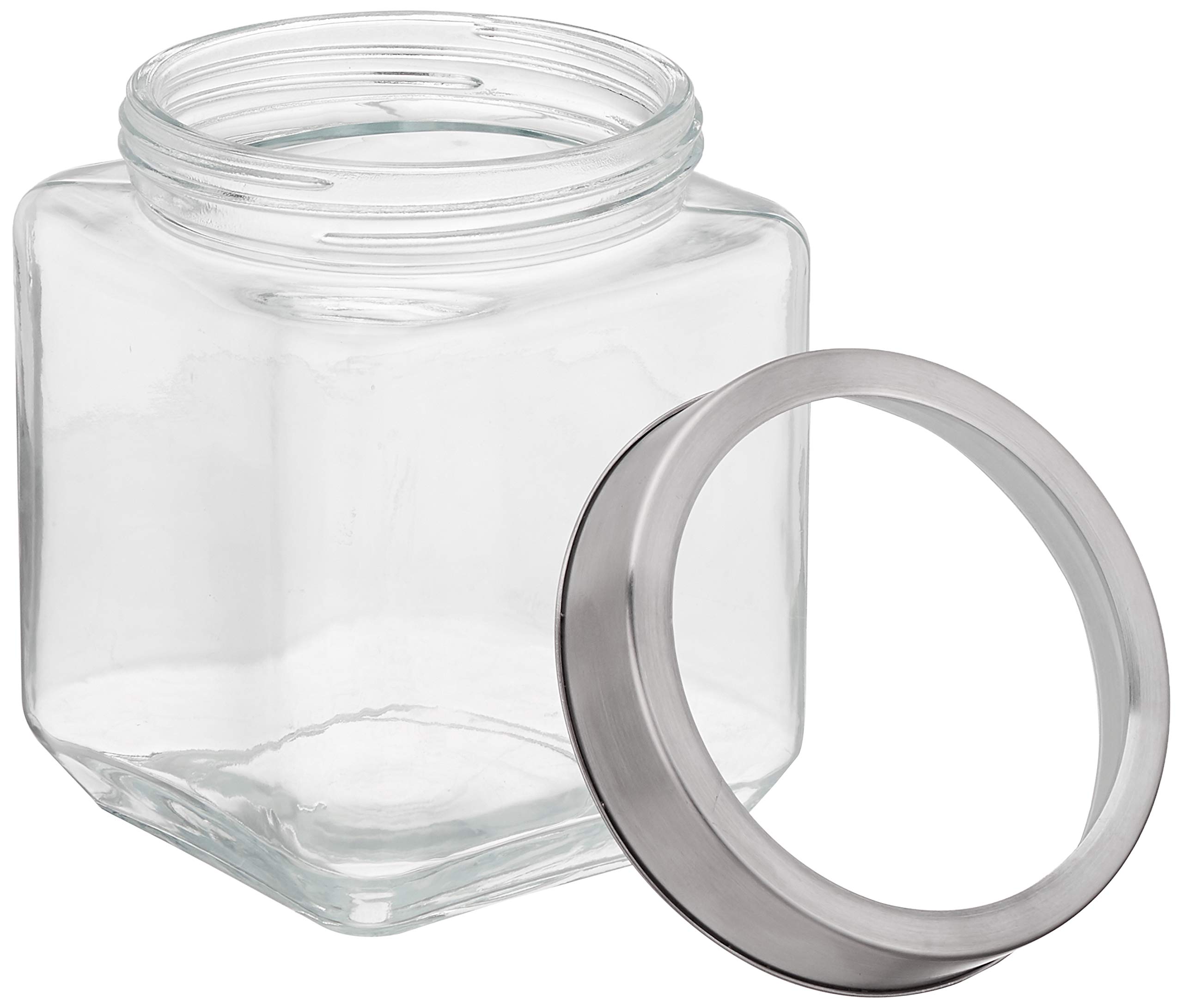 Amazon Brand - Solimo Square Glass Storage Containers, Set Of 6, 1350 Ml Each,Transparent