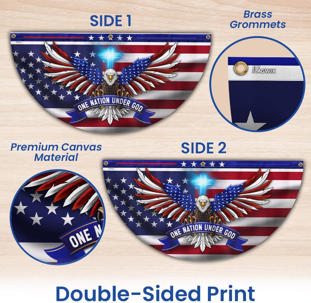 One Nation Under God Patriotic Eagle Non-Pleated Fan Flag TQN2650FL (1 Pack, 3x6 ft) - Image 3