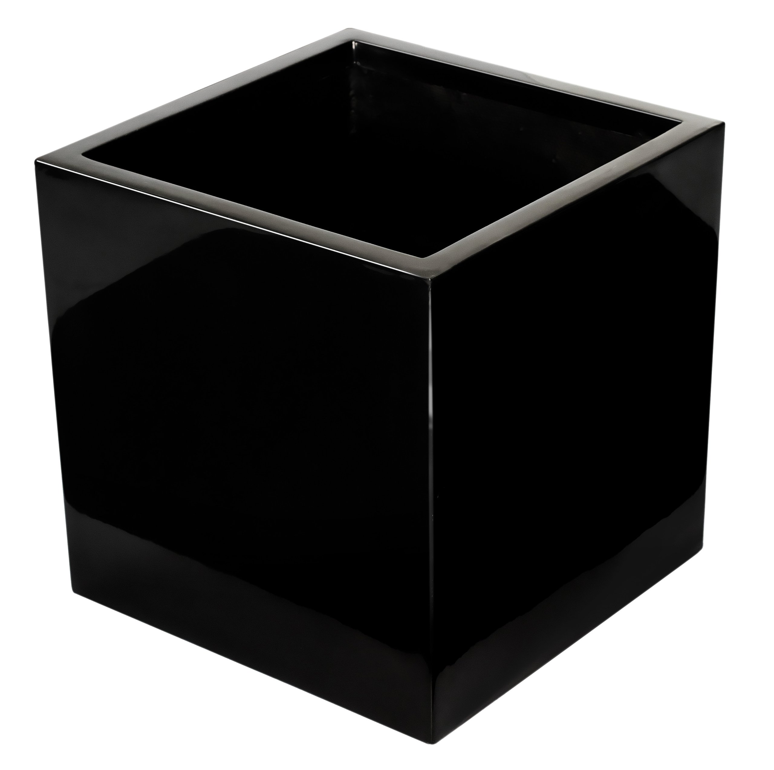 Primrose Black Cube Ornamental Planter - 50cm - Zinc Galvanised Steel Outdoor