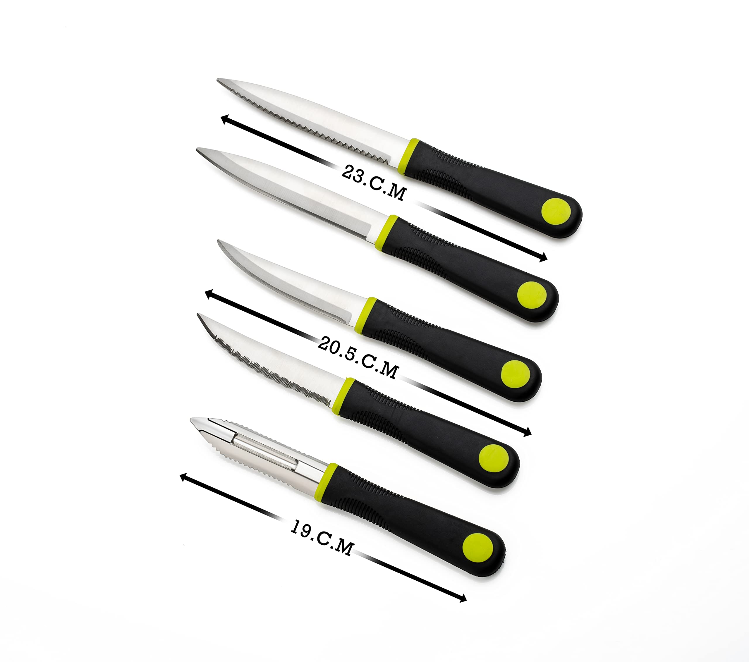 OMORTEX Premium Soft Grip Stainless Steel Blade Knife Set with Peeler Combo