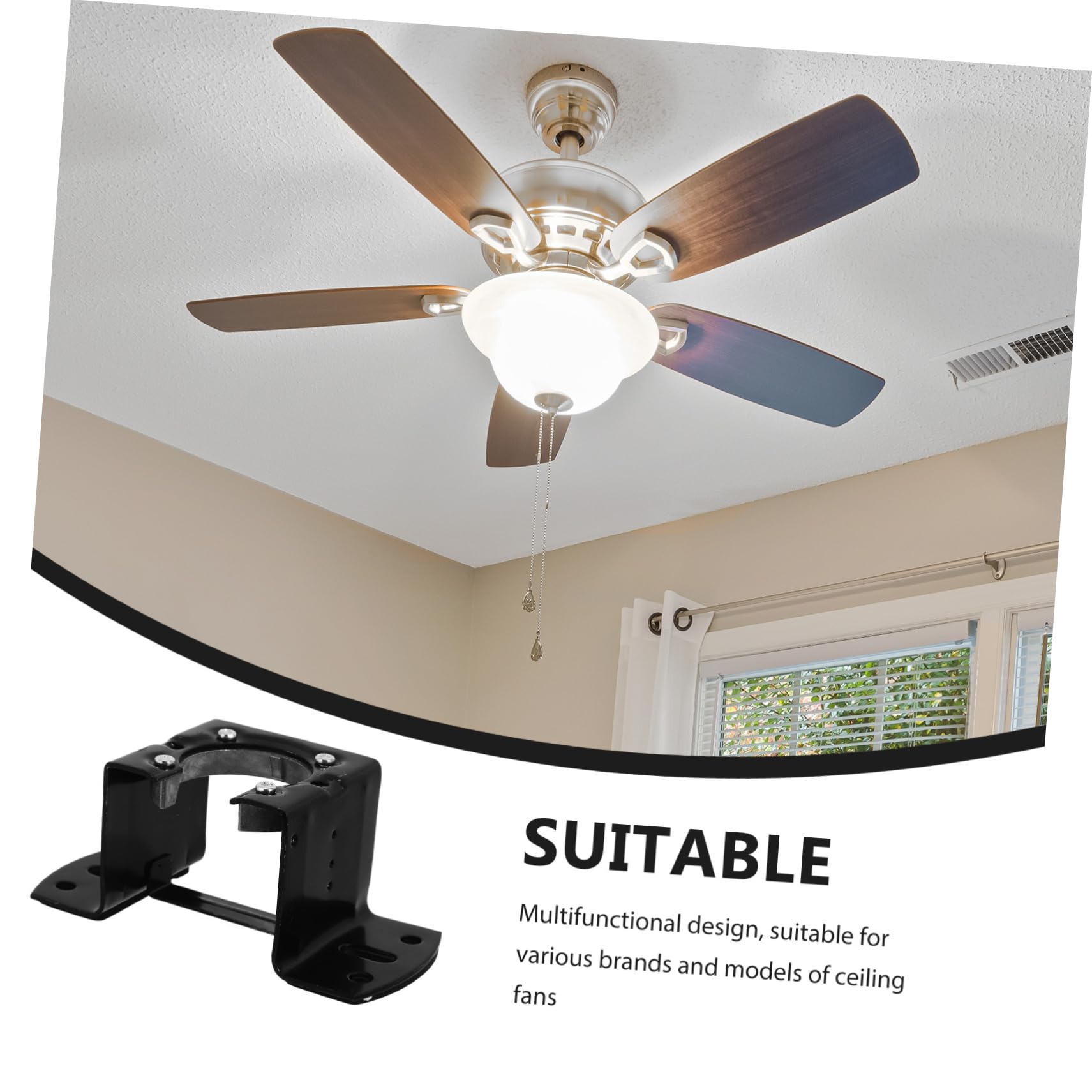 Yardenfun Kit de Montaje para Ventilador de Techo Soporte de Instalación para Techos Inclinados Adaptador Compatible Varios Hierro Resistente Fácil de Instalar para Hogar Color Negro