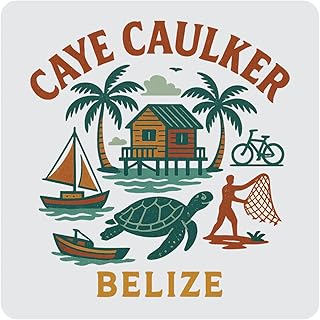 Caye Caulker Belize Souvenir 4-Pack Acrylic Coaster – 4" Durable Drink Coaster Keepsake Gift