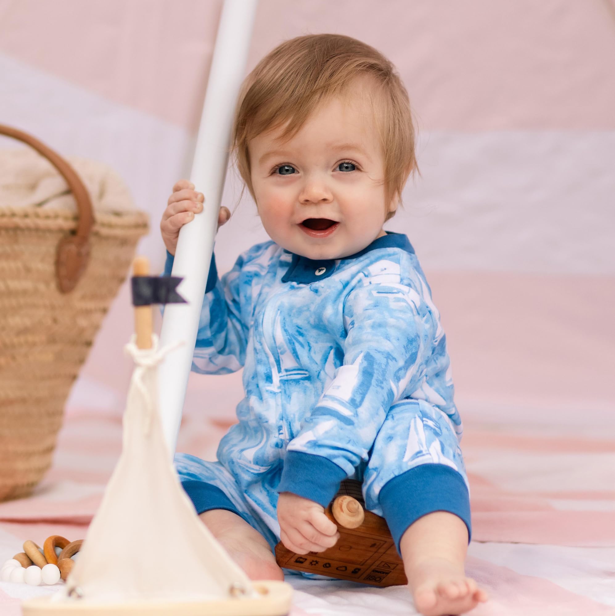 Burt's Bees Baby Boys Footless Pajamas, Sleep and Play Loose Fit, 100% Organic Cotton Soft One-piece PJs, Sizes NB to 6-9 Months