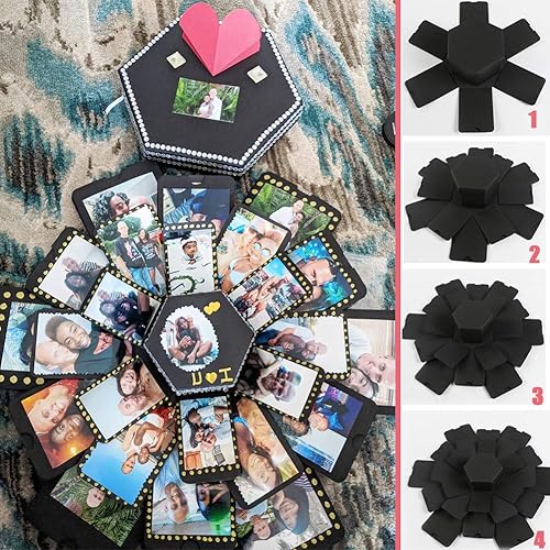 Miniatura 5 de Caja de regalo de explosión álbum de fotos de bricolaje caja de amor sorpresa para aniversario de boda fiesta de cumpleaños